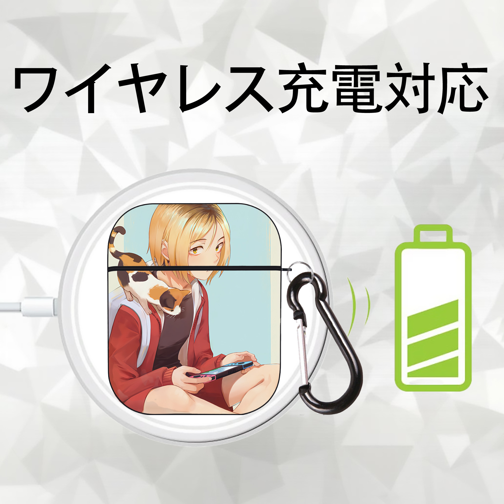 ハイキュー!! Haikyu!! AirPods 第2世代保護ケース ハードシェル ブラック 耐衝撃・防指紋・カラビナ付き