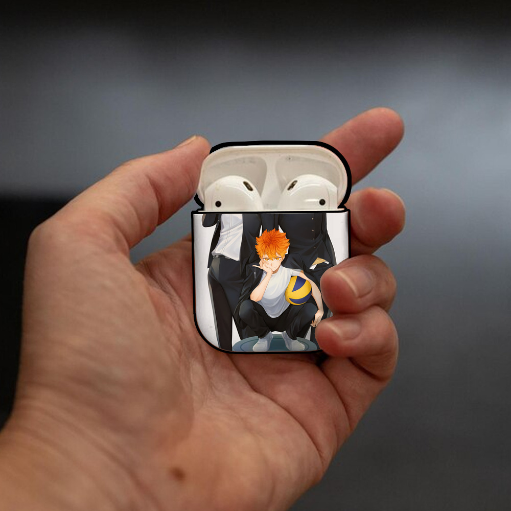 ハイキュー!! Haikyu!! AirPods 第2世代保護ケース ハードシェル ブラック 耐衝撃・防指紋・カラビナ付き