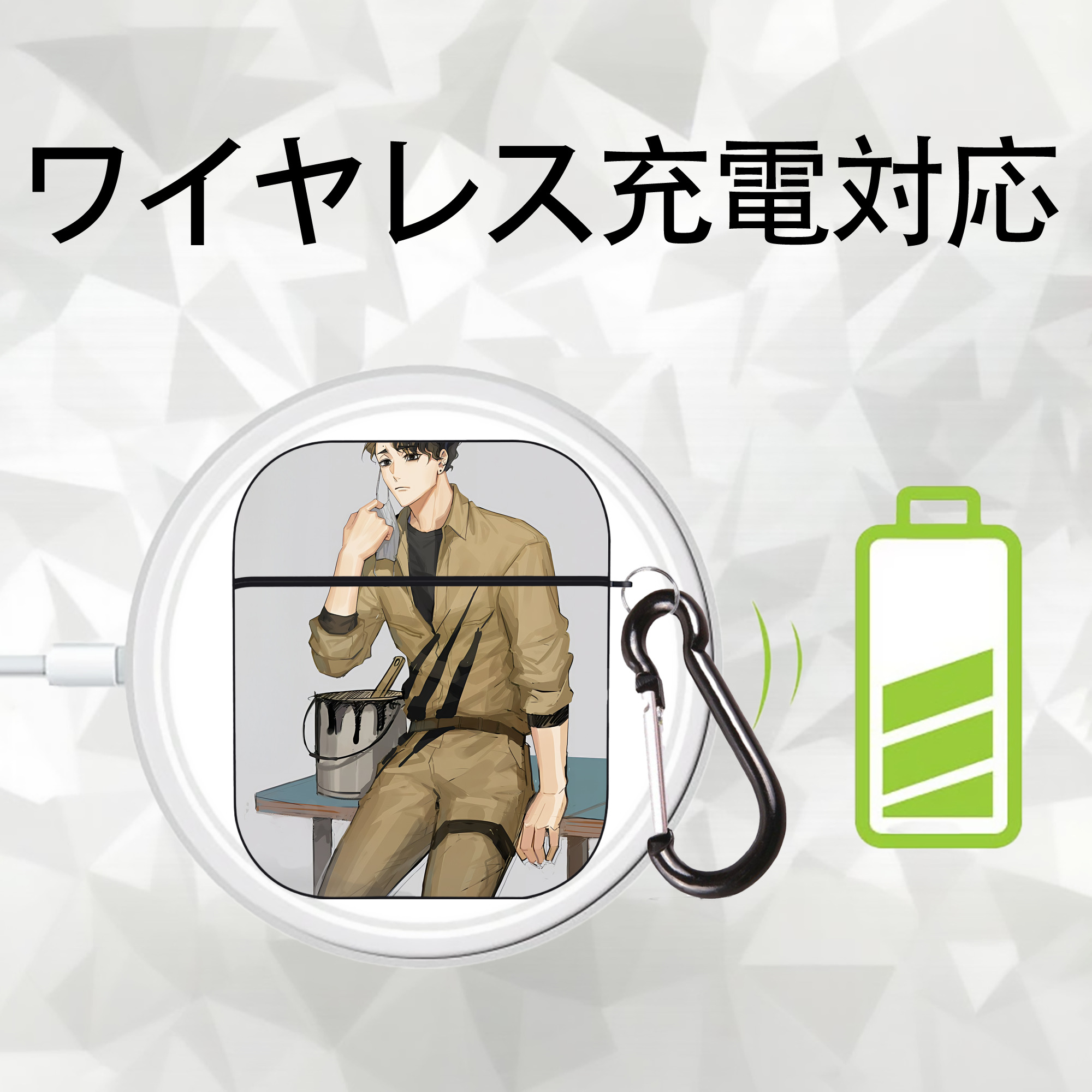 ハイキュー!! Haikyu!! AirPods 第2世代保護ケース ハードシェル ブラック 耐衝撃・防指紋・カラビナ付き