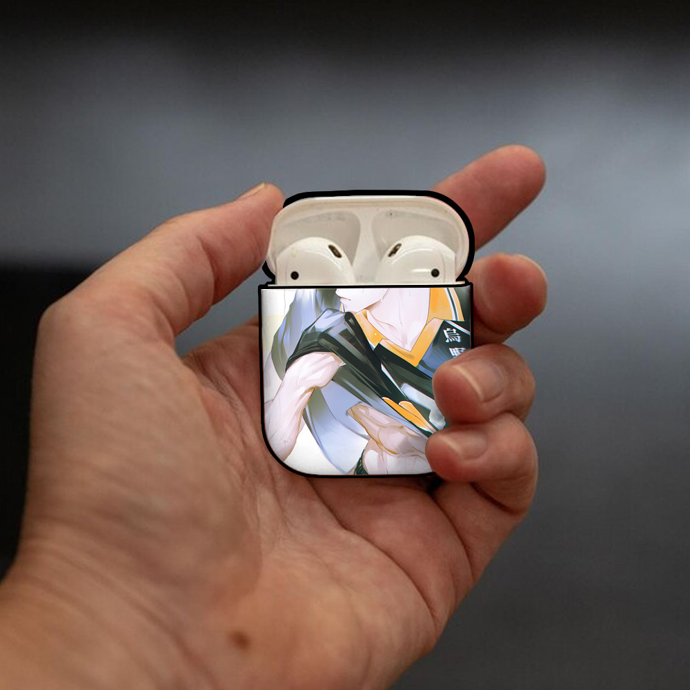 ハイキュー!! Haikyu!! AirPods 第2世代保護ケース ハードシェル ブラック 耐衝撃・防指紋・カラビナ付き