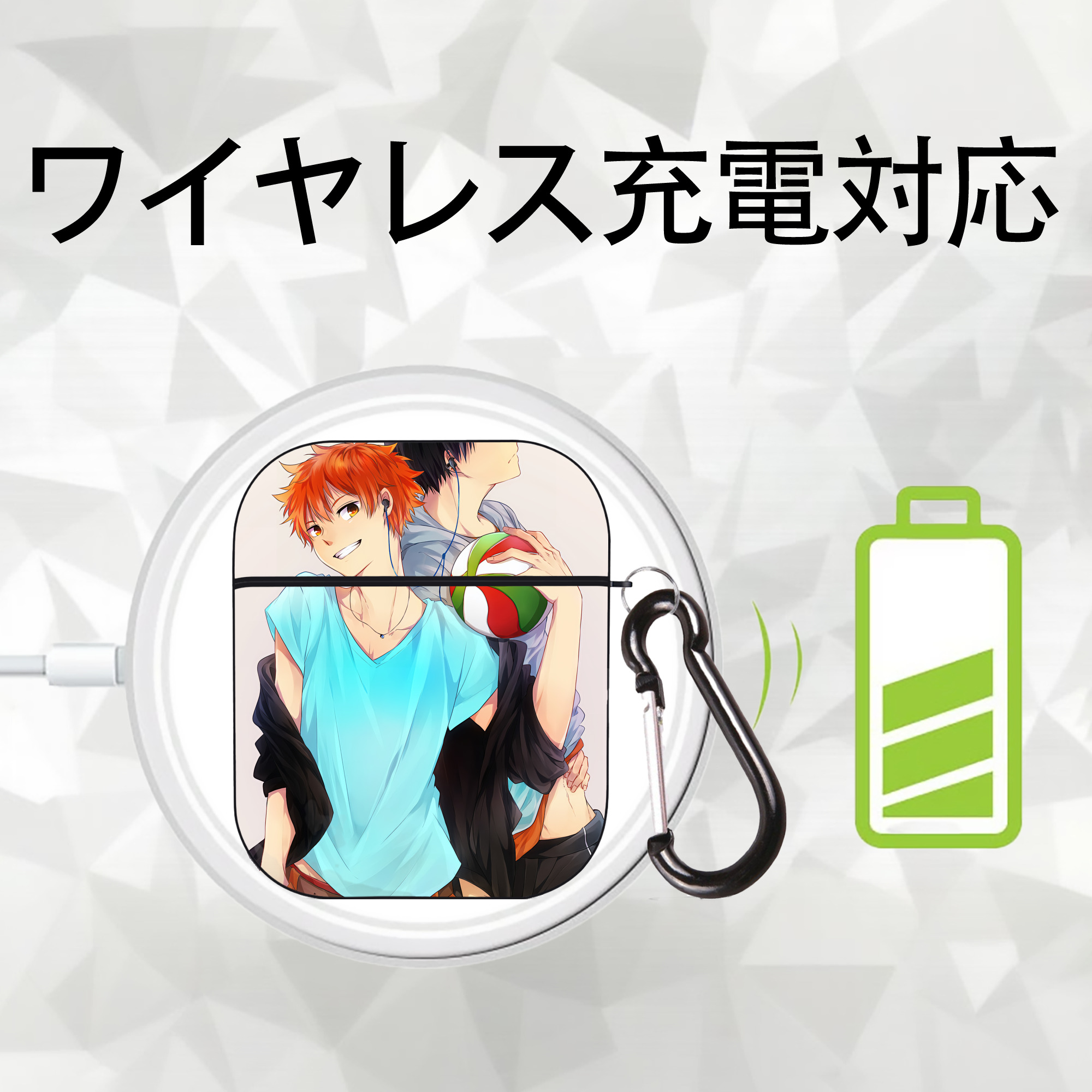 ハイキュー!! Haikyu!! AirPods 第2世代保護ケース ハードシェル ブラック 耐衝撃・防指紋・カラビナ付き