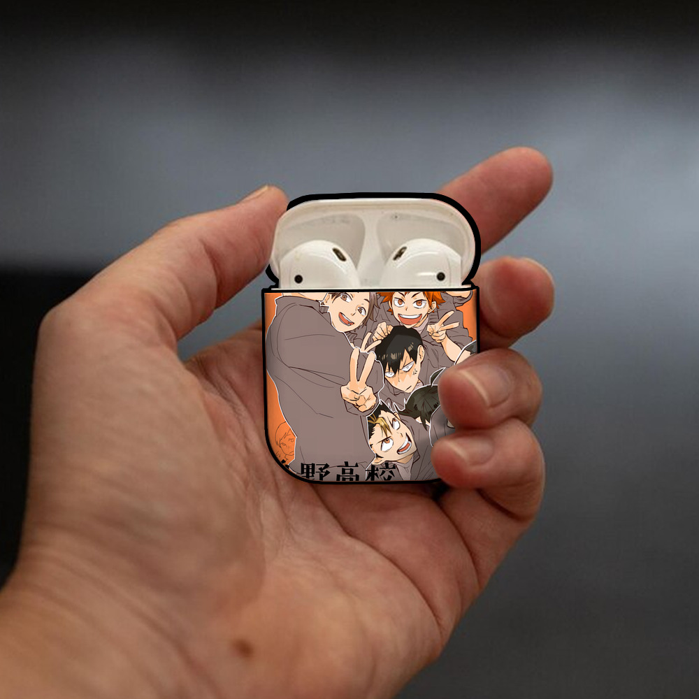 ハイキュー!! Haikyu!! AirPods 第2世代保護ケース ハードシェル ブラック 耐衝撃・防指紋・カラビナ付き