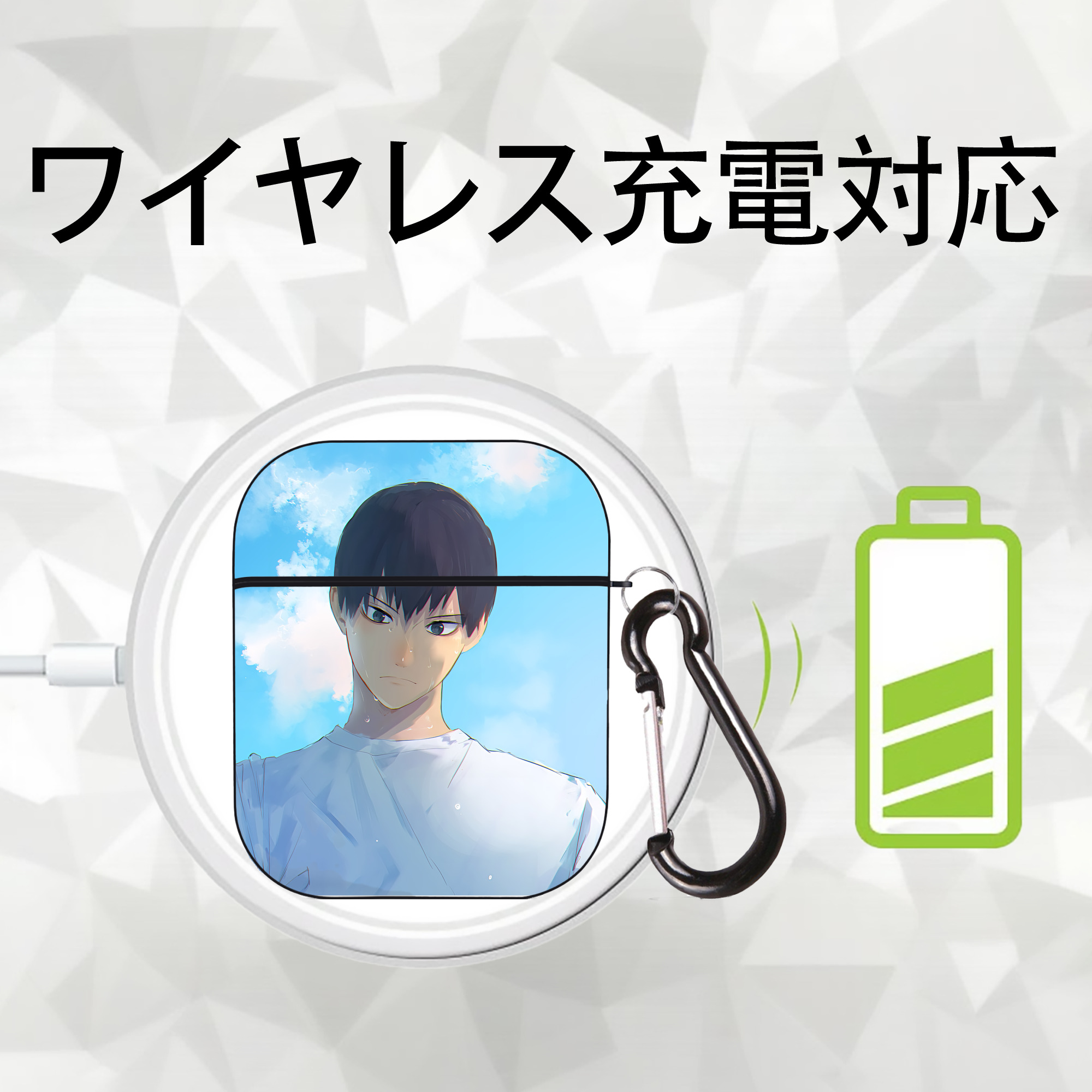 ハイキュー!! Haikyu!! AirPods 第2世代保護ケース ハードシェル ブラック 耐衝撃・防指紋・カラビナ付き