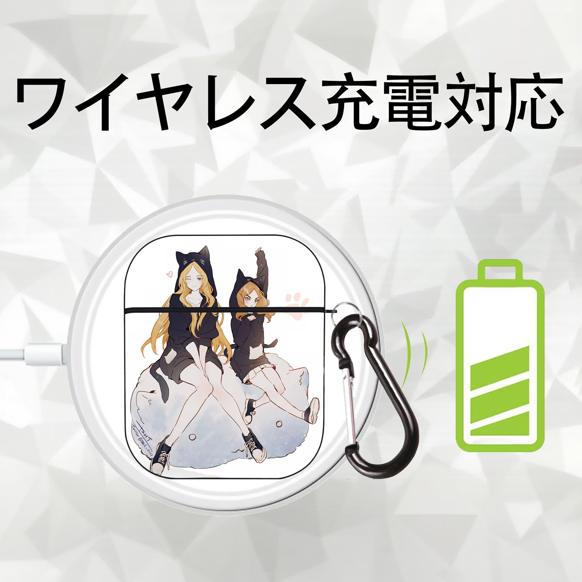 ハイキュー!! Haikyu!! AirPods 第2世代保護ケース ハードシェル ブラック 耐衝撃・防指紋・カラビナ付き