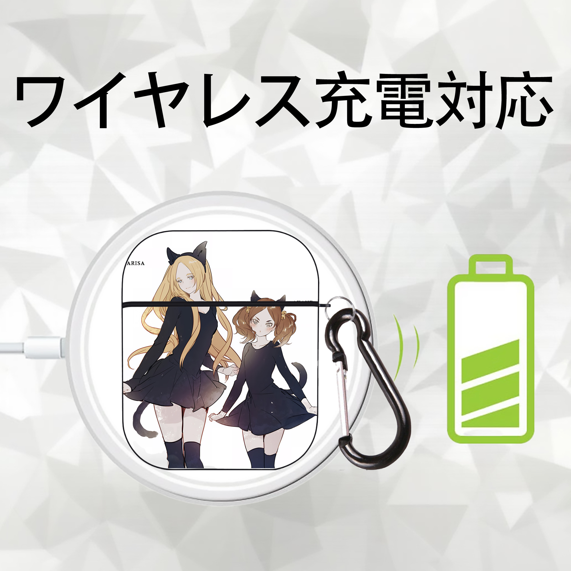 ハイキュー!! Haikyu!! AirPods 第2世代保護ケース ハードシェル ブラック 耐衝撃・防指紋・カラビナ付き
