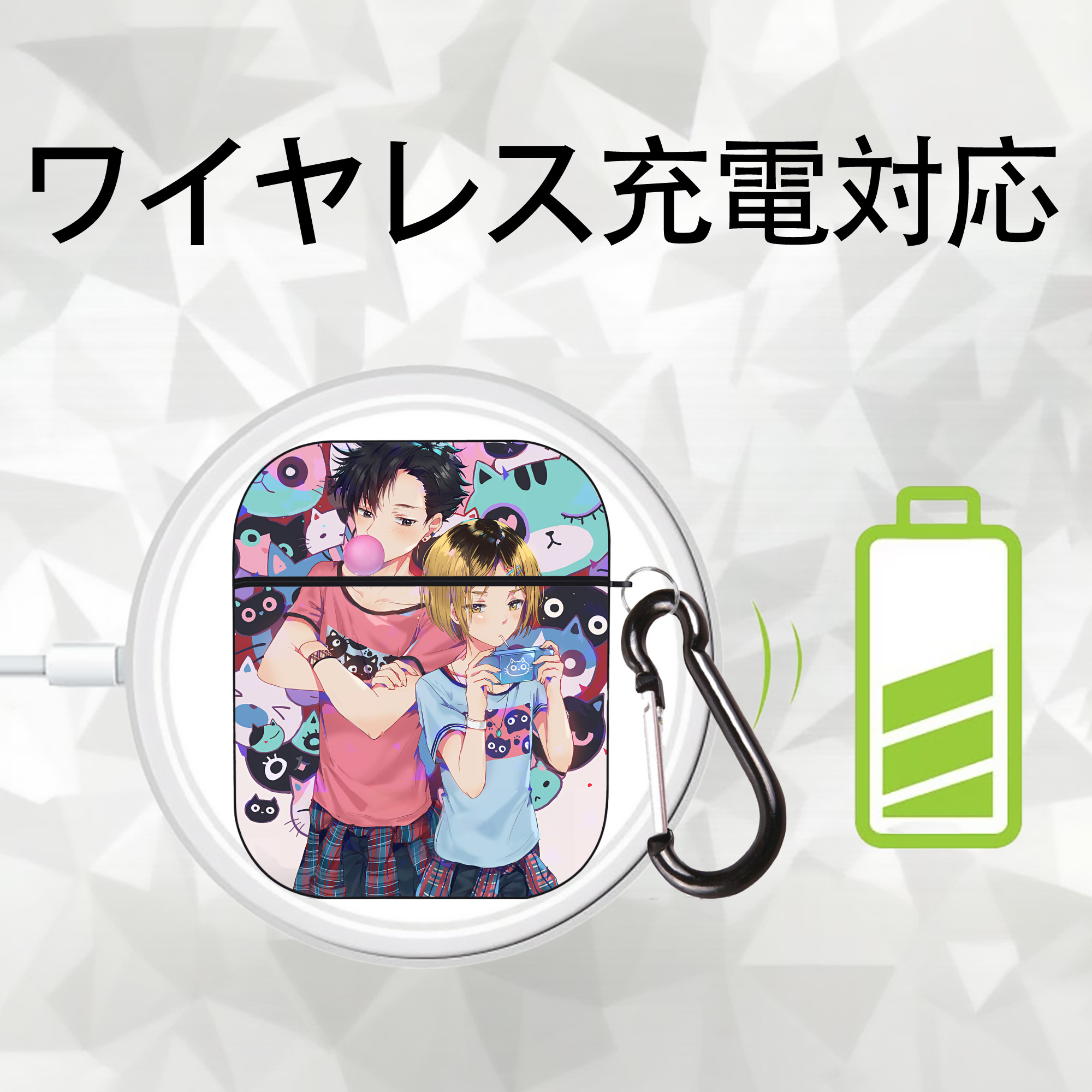 ハイキュー!! Haikyu!! AirPods 第2世代保護ケース ハードシェル ブラック 耐衝撃・防指紋・カラビナ付き