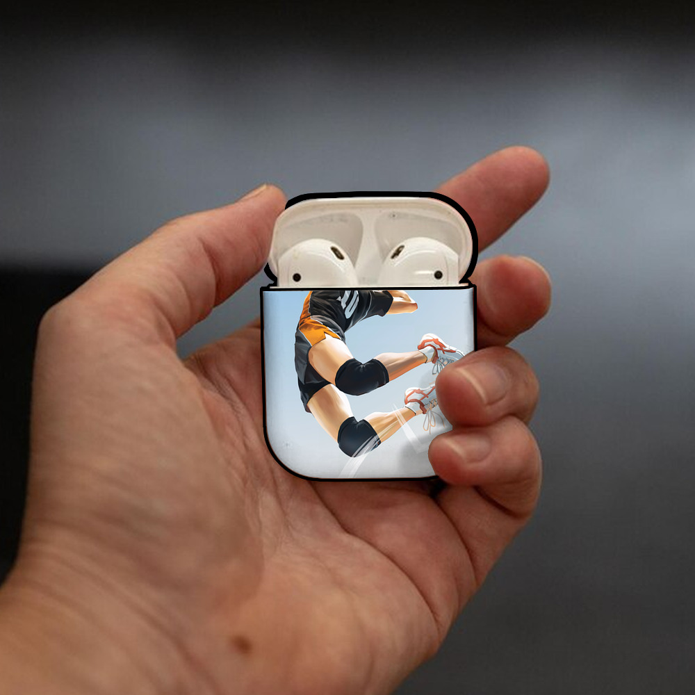 ハイキュー!! Haikyu!! AirPods 第2世代保護ケース ハードシェル ブラック 耐衝撃・防指紋・カラビナ付き