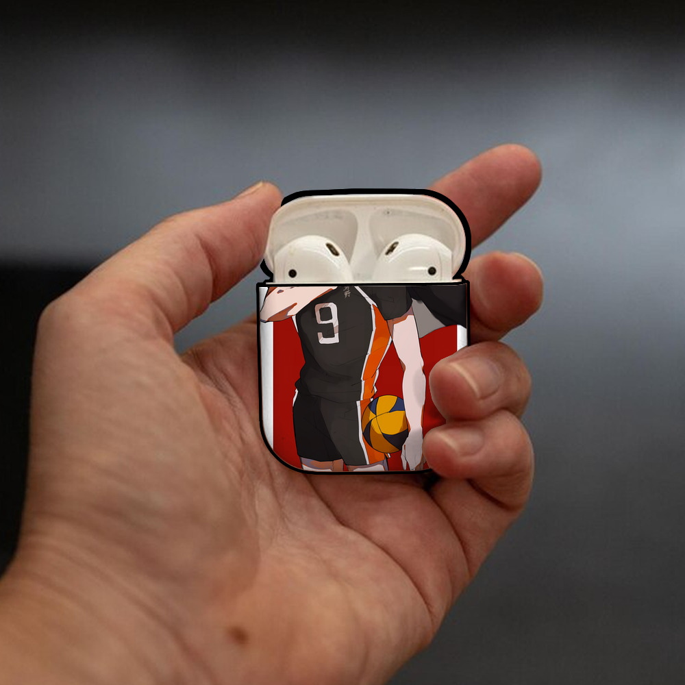 ハイキュー!! Haikyu!! AirPods 第2世代保護ケース ハードシェル ブラック 耐衝撃・防指紋・カラビナ付き