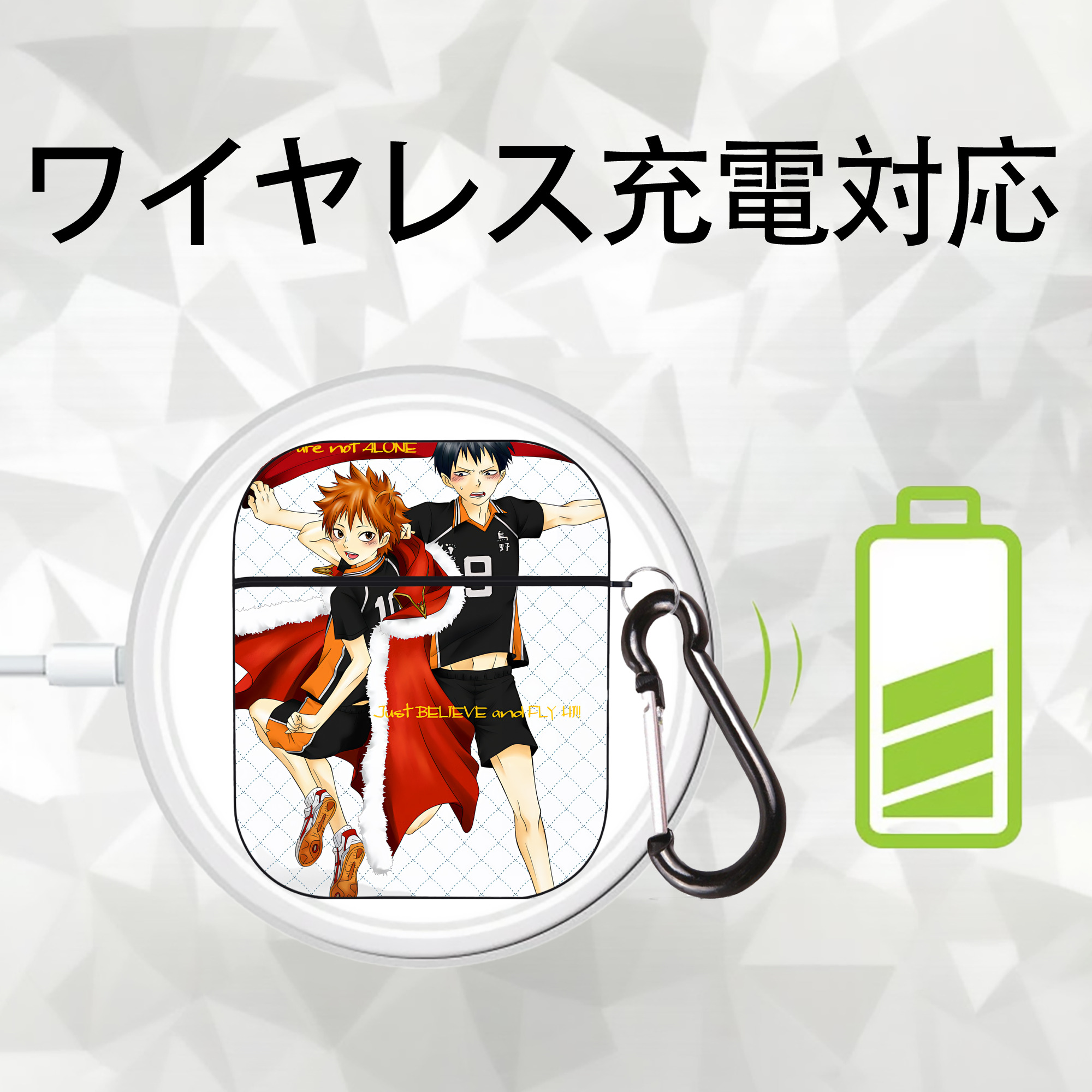 ハイキュー!! Haikyu!! AirPods 第2世代保護ケース ハードシェル ブラック 耐衝撃・防指紋・カラビナ付き