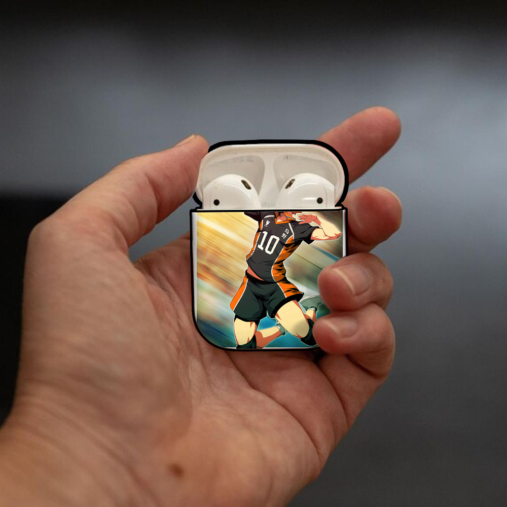 ハイキュー!! Haikyu!! AirPods 第2世代保護ケース ハードシェル ブラック 耐衝撃・防指紋・カラビナ付き