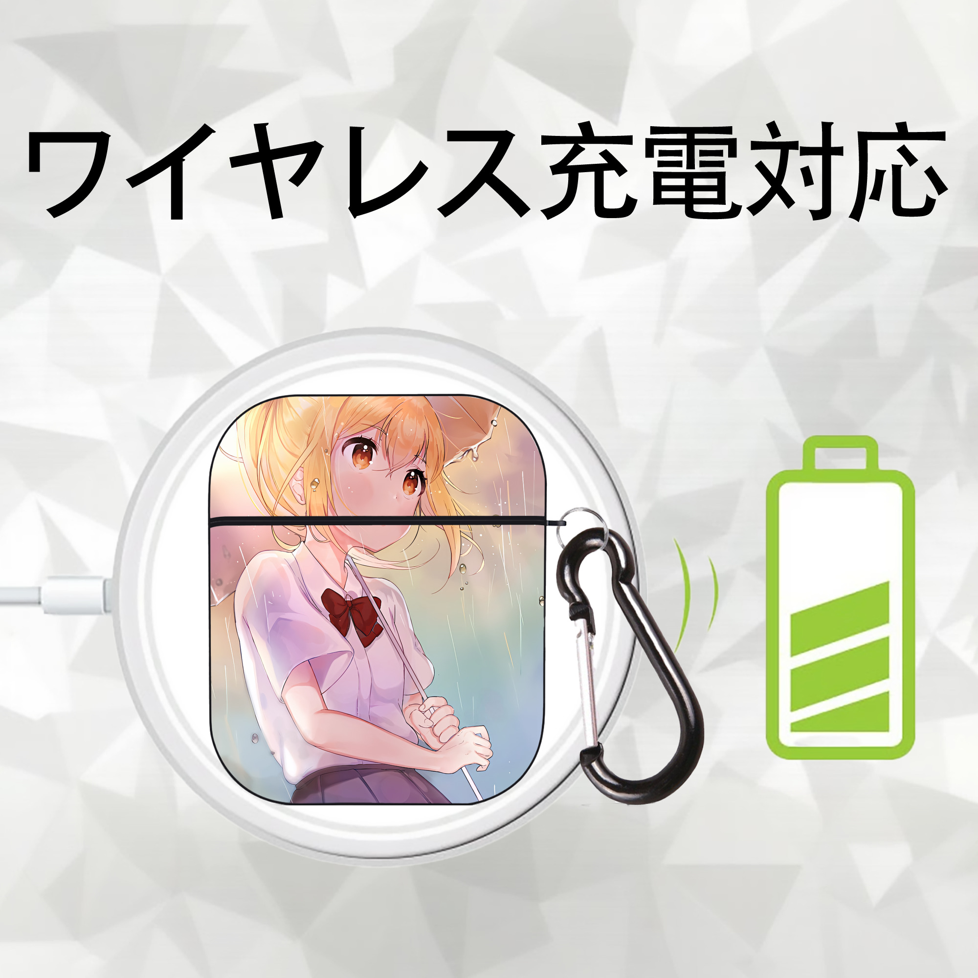 ハイキュー!! Haikyu!! AirPods 第2世代保護ケース ハードシェル ブラック 耐衝撃・防指紋・カラビナ付き