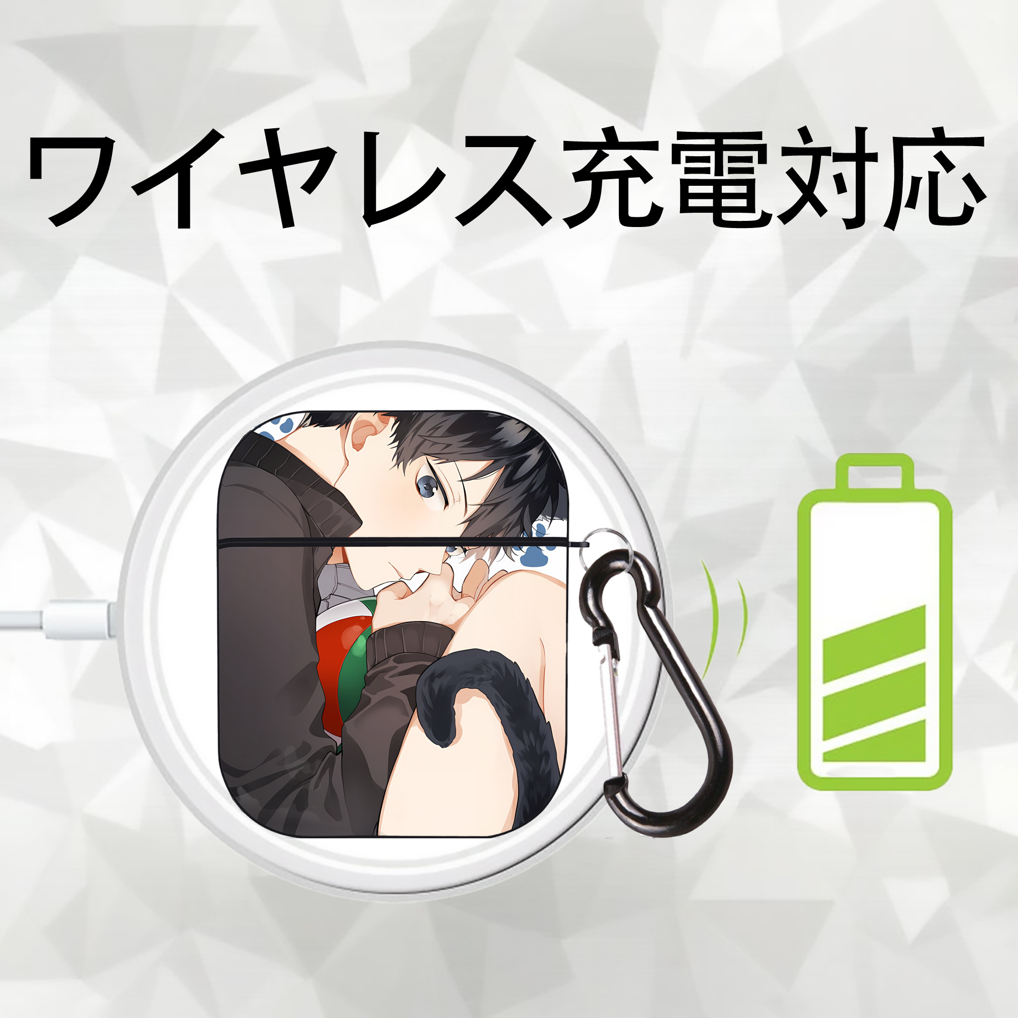 ハイキュー!! Haikyu!! AirPods 第2世代保護ケース ハードシェル ブラック 耐衝撃・防指紋・カラビナ付き