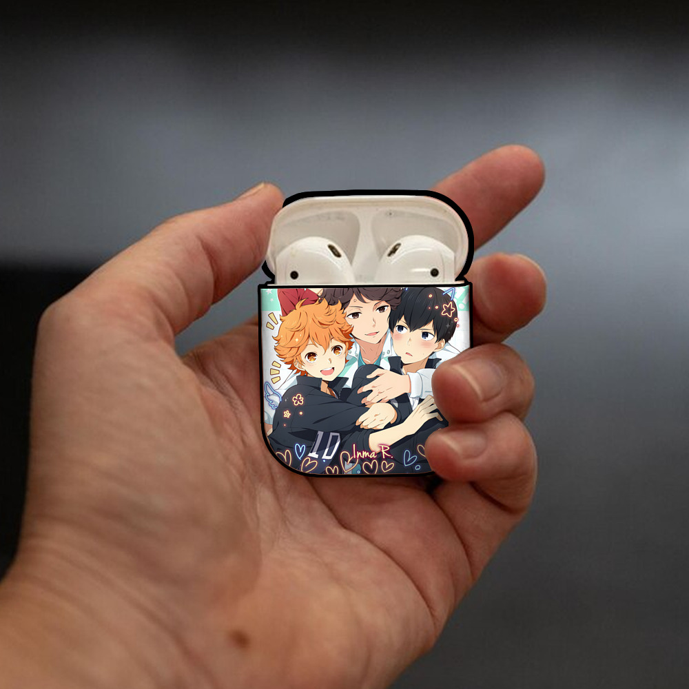 ハイキュー!! Haikyu!! AirPods 第2世代保護ケース ハードシェル ブラック 耐衝撃・防指紋・カラビナ付き