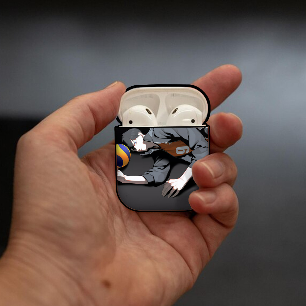 ハイキュー!! Haikyu!! AirPods 第2世代保護ケース ハードシェル ブラック 耐衝撃・防指紋・カラビナ付き