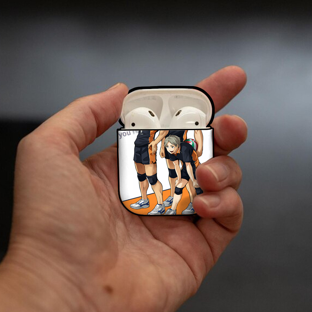 ハイキュー!! Haikyu!! AirPods 第2世代保護ケース ハードシェル ブラック 耐衝撃・防指紋・カラビナ付き
