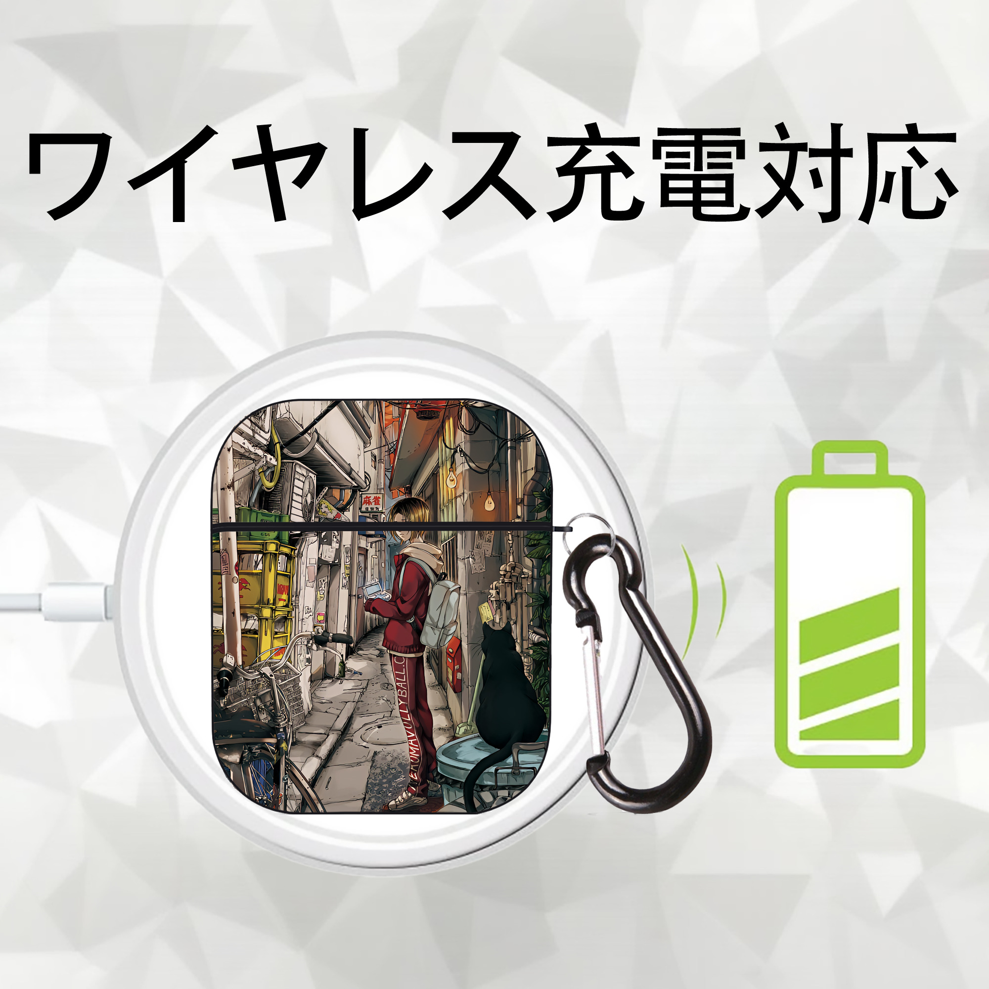 ハイキュー!! Haikyu!! AirPods 第2世代保護ケース ハードシェル ブラック 耐衝撃・防指紋・カラビナ付き