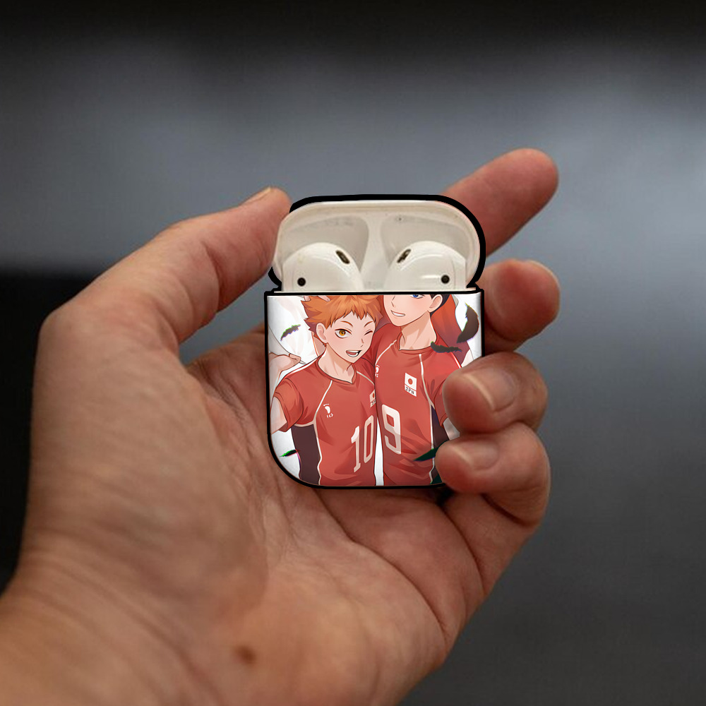 ハイキュー!! Haikyu!! AirPods 第2世代保護ケース ハードシェル ブラック 耐衝撃・防指紋・カラビナ付き