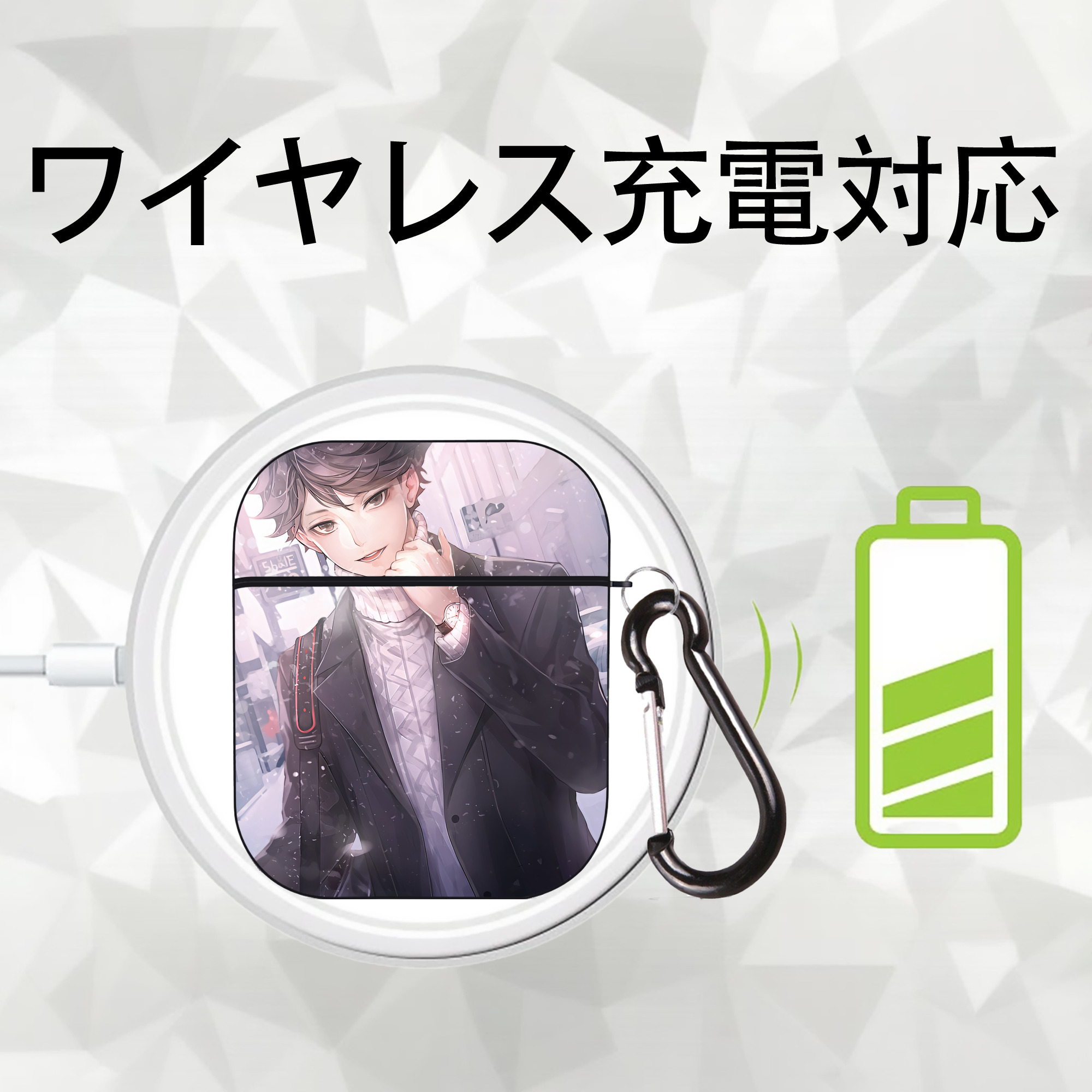ハイキュー!! Haikyu!! AirPods 第2世代保護ケース ハードシェル ブラック 耐衝撃・防指紋・カラビナ付き