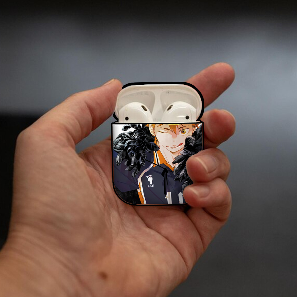 ハイキュー!! Haikyu!! AirPods 第2世代保護ケース ハードシェル ブラック 耐衝撃・防指紋・カラビナ付き