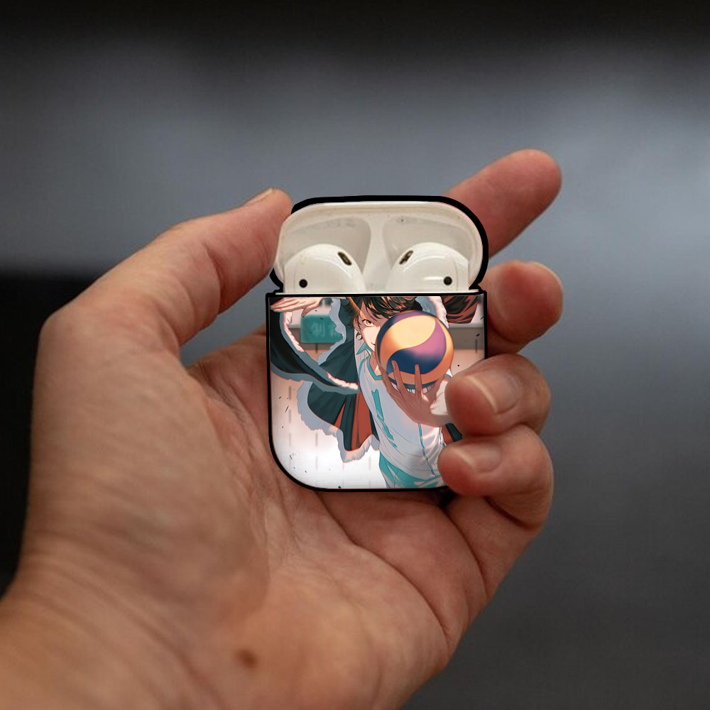 ハイキュー!! Haikyu!! AirPods 第2世代保護ケース ハードシェル ブラック 耐衝撃・防指紋・カラビナ付き