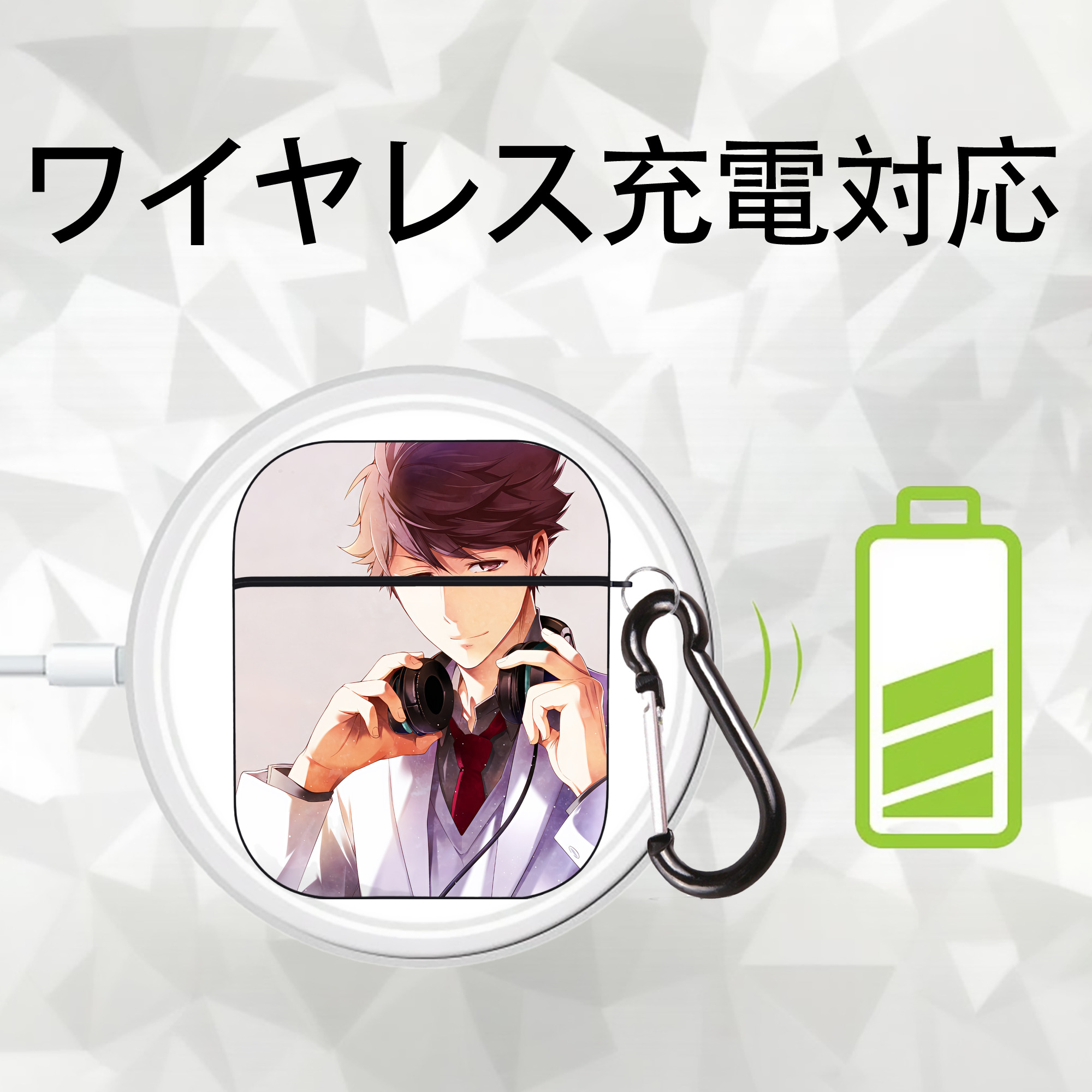 ハイキュー!! Haikyu!! AirPods 第2世代保護ケース ハードシェル ブラック 耐衝撃・防指紋・カラビナ付き
