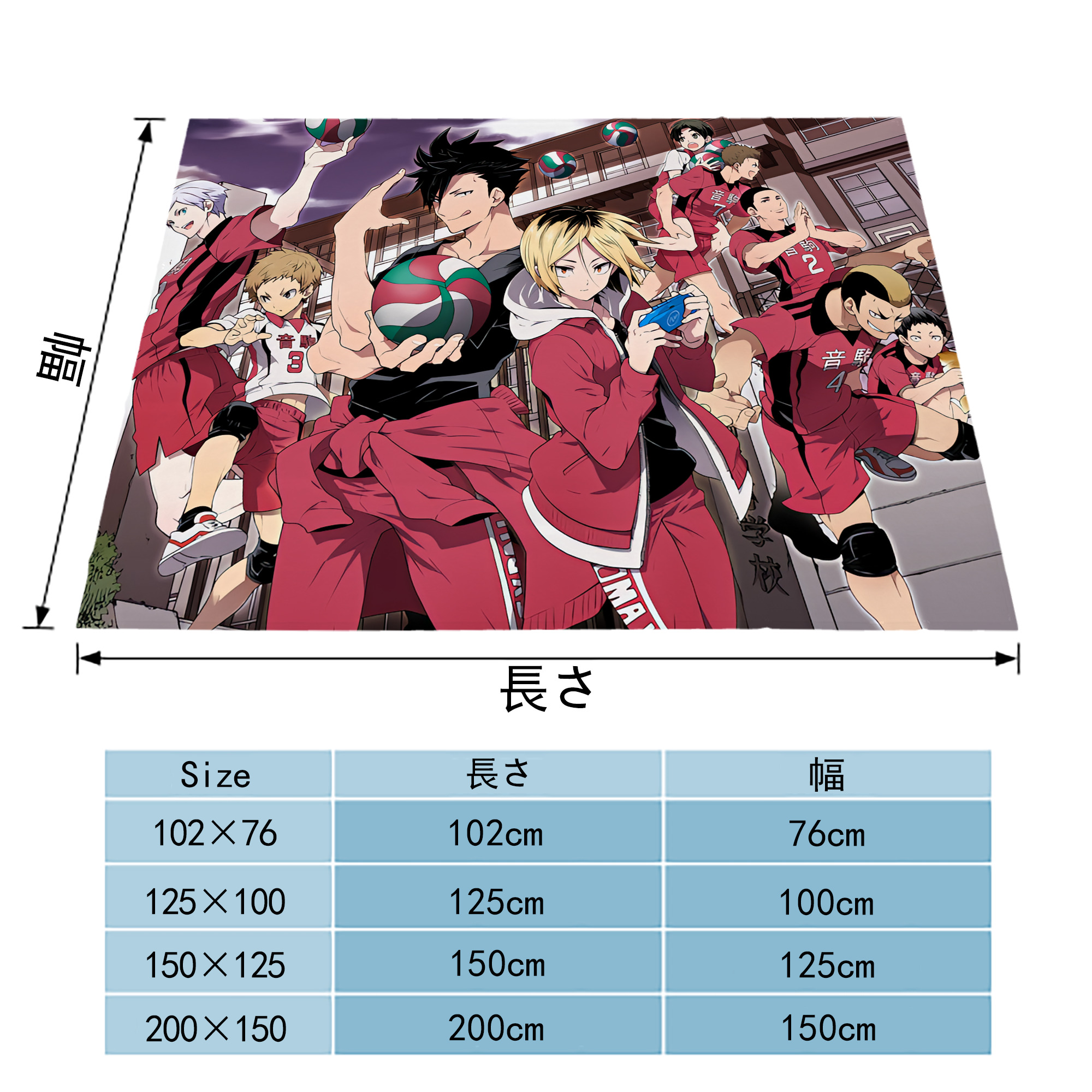 ハイキュー!! Haikyu!! フランネルブランケット・多サイズ対応（横型）